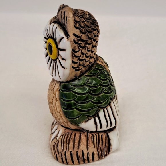 Vintage studio art pottery hand made partially glazedowl and baby - Picture 2 of 7
